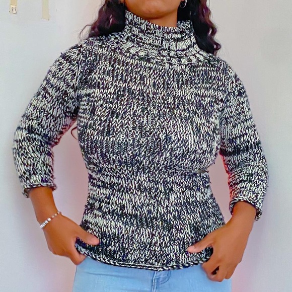 black & white arden b wool turtleneck sweater - Picture 2 of 4